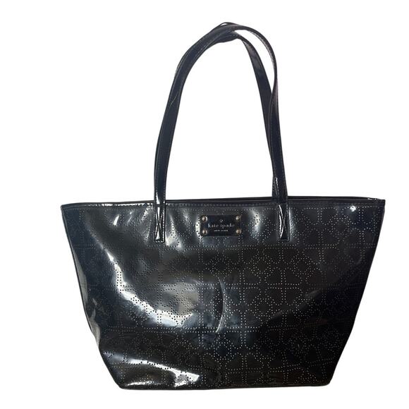 Kate Spade Large Harmony Metro Perforated Black Patent Leather Bag - Picture 6 of 8